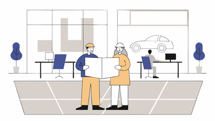 Architects Reviewing Car Design Plans