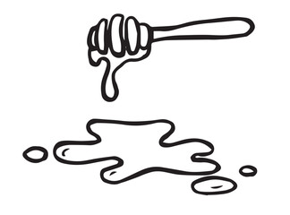 spoon with homemade honey. doodle style illustrations