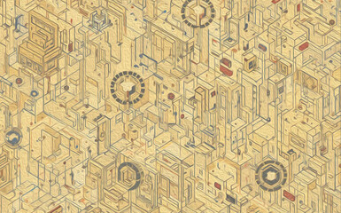 Obraz premium Abstract technology background. . Oil paint illustration.
