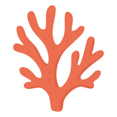Cartoon coral branch in flat style. Vector marine illustration for underwater or summer design.