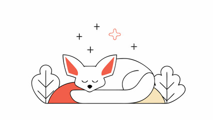 Sleeping Fennec Fox in Minimalist Style
