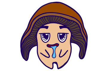 Obraz premium Drooling Expression Mushroom Faces Sticker Sheet