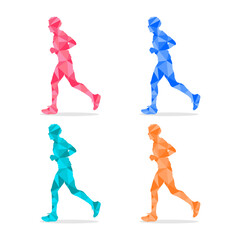 Set of colorful geometric runners isolated on white background. Colorful vector illustration.
