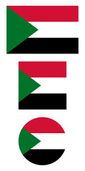 
Sudan flag PNG vector. Sudan square and round icon isolated on transparent PNG background. Sudan flag icon.