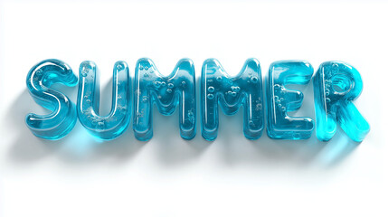 Colorful feeling text, typography, summer feeling, refreshing, transparent blue text, Summer