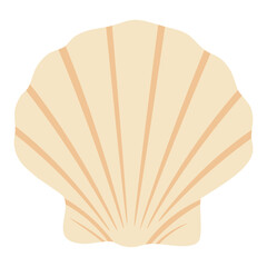 Cartoon seashell in light beige tones. Flat vector illustration with soft curved lines and pattern.