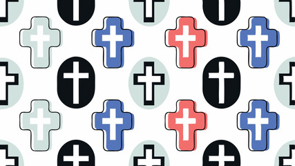 Seamless Pattern of Colorful Crosses