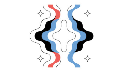 Abstract Wavy Lines and Stars Design