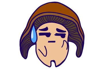 Cute Disappointed Mushroom Sticker Set