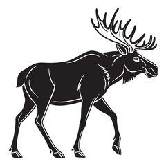 Majestic moose struts powerfully in silhouette, showcasing nature's grace and inherent wilderness