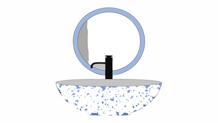 Fototapeta premium Modern Bathroom Sink with Oval Mirror