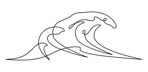 
Ocean wave line art.  Tidal wave line art. Hand drawn vector illustration with editable stroke. Isolated on transparent background.
