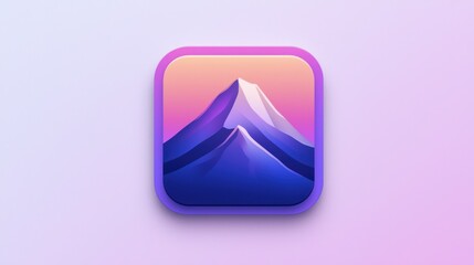 Fototapeta premium Digital mountain app icon, gradient colors, simple design, app background, potentially for nature or travel app