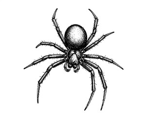 Fototapeta premium Black Widow Spider Monochrome Drawing
