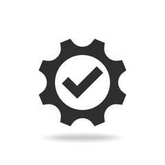 Technical specifications conformity graphic icon. Gear with check mark isolated sign on white background. Vector illustration