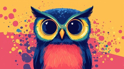Obraz premium Colorful Owl Portrait on Abstract Background (1)