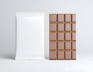 Blank chocolate bar packaging mockup with white background