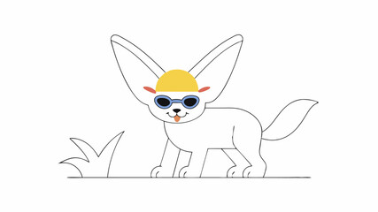 Fennec Fox Wearing Sunglasses and Hat
