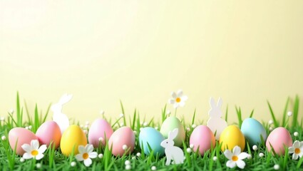 easter eggs on green grass