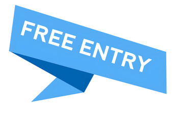 Free Entry Banner Label, Blue Origami Style Promotional Tag"