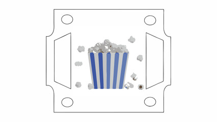 Popcorn in a Striped Box on a Movie Ticket Stub