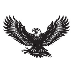 Obraz premium Vintage Bald Eagle Perch Vector – Patriotic Bird Silhouette Design
