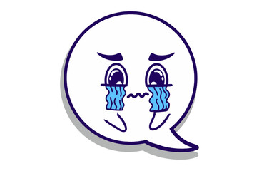Crying expression Emoji Bubble Chat Mascot Characters