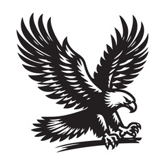 Obraz premium Vintage Bald Eagle Perch Vector – Patriotic Bird Silhouette Design