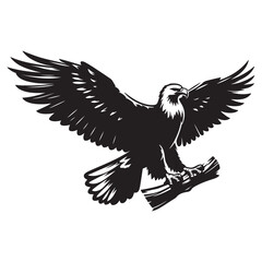 Vintage Bald Eagle Perch Vector – Patriotic Bird Silhouette Design