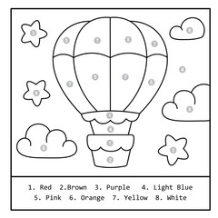 Hot Air Balloon Color by Number – Sky Activity Page for Children