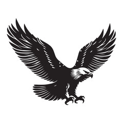 Obraz premium Vintage Bald Eagle Perch Vector – Patriotic Bird Silhouette Design