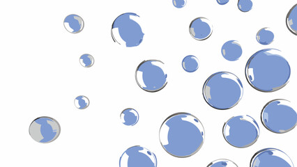 Abstract Blue Bubbles on White Background