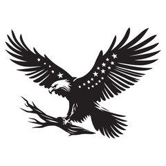 Obraz premium Vintage Bald Eagle Perch Vector – Patriotic Bird Silhouette Design
