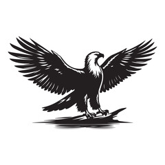Obraz premium Vintage Bald Eagle Perch Vector – Patriotic Bird Silhouette Design