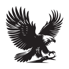 Fototapeta premium Vintage Bald Eagle Perch Vector – Patriotic Bird Silhouette Design