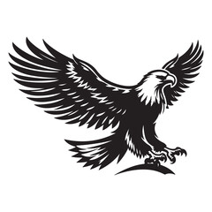 Obraz premium Vintage Bald Eagle Perch Vector – Patriotic Bird Silhouette Design