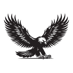 Obraz premium Vintage Bald Eagle Perch Vector – Patriotic Bird Silhouette Design