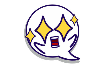 Amazed expression with starry eyes Emoji Bubble Chat Mascot Characters