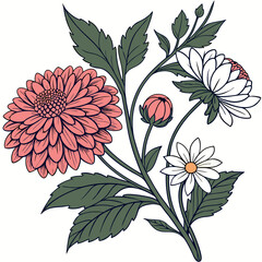 Floral seamless pattern featuring vector illustrations of red and yellow, and red and white flowers, perfect for spring nature-inspired designs