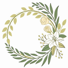 Laurel wreath vector illustration with a seamless floral leaf pattern and vintage branch design
