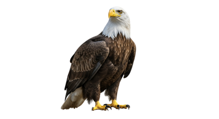 Standing Eagle Full Body Portrait on White Background