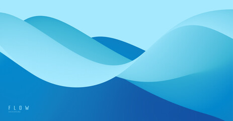 Blue abstract ocean seascape. Sea surface. Realistic landscape with waves. Nature background. Cover design template. 3d vector illustration for banner, flyer, poster or brochure.