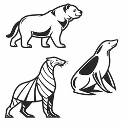 A captivating vector illustration of a wild polar bear silhouette, a majestic mammal in nature's art