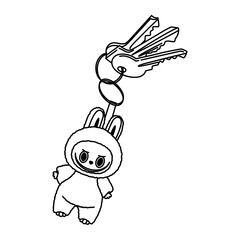 Bunny plush keychain with keys. 