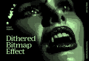 Dithered Bitmap Photo Effect Mockup