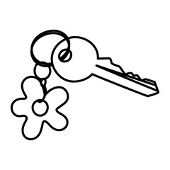 Key with a floral charm. 