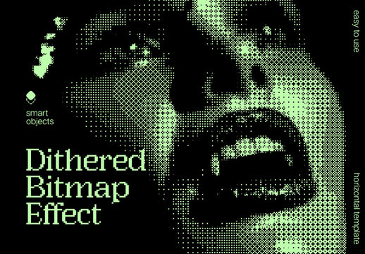 Dithered Bitmap Photo Effect Mockup