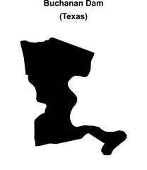 Buchanan Dam (Texas) blank outline map