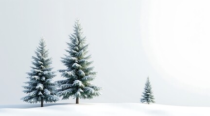 Winter pine trees on snow landscape