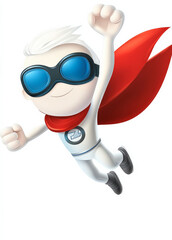 Fototapeta premium Flying Superhero Cartoon Character Design